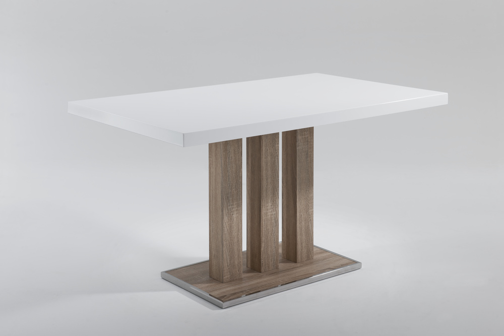 BERLIN 140 support table highgloss white sonoma oak 140 x 90, H 76